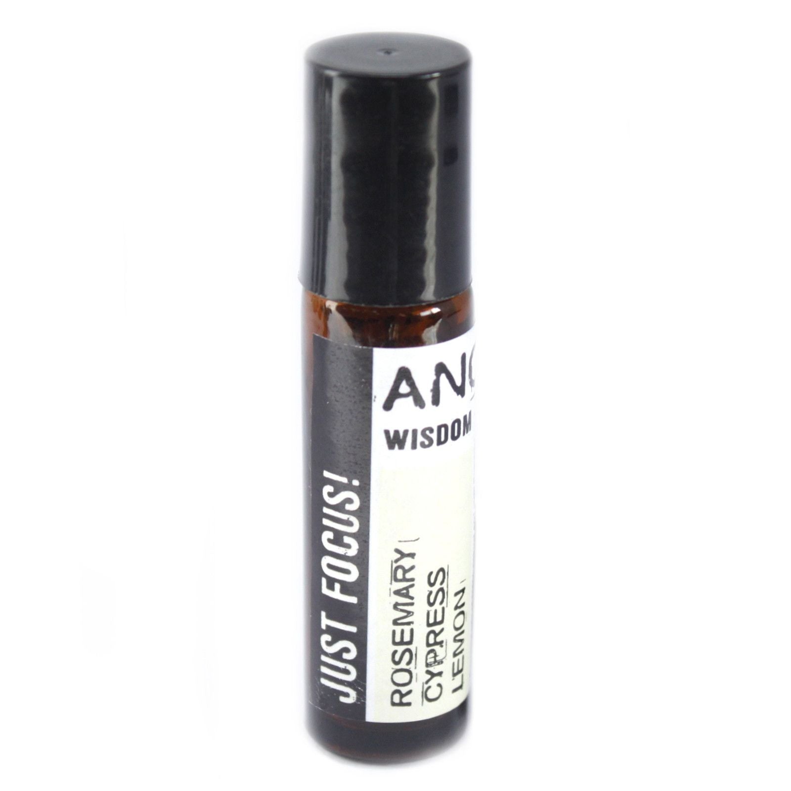 Alt Tag: Just Focus Roll-On Essential Oil – 10ML roll-on bottle, 10 ml essential oil blend with rosemary, cypress and lemon label