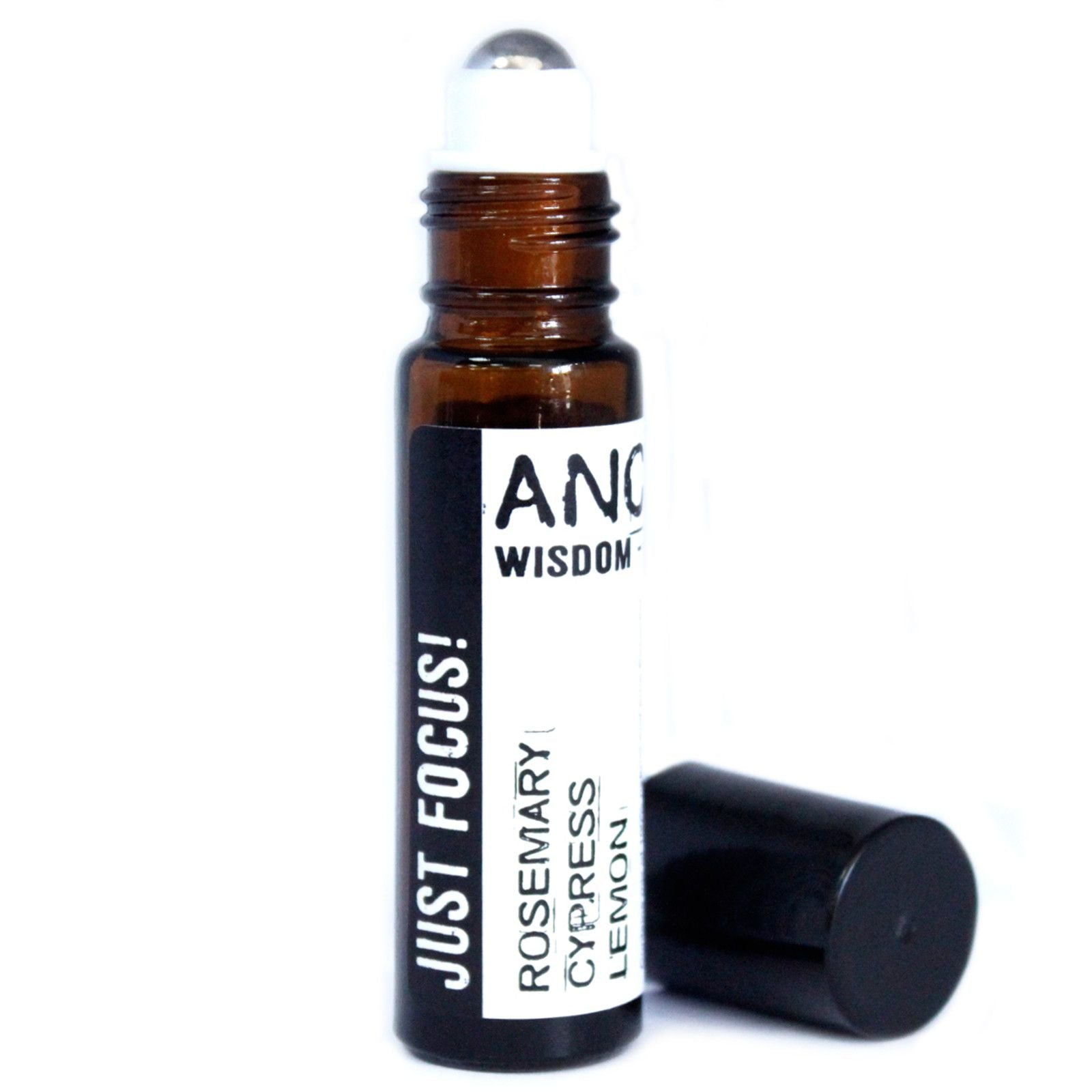 Just Focus Roll-On Essential Oil – 10ML frasco roll-on de aceite esencial 10 ml con aplicador de bola y tapa, etiqueta Just Focus