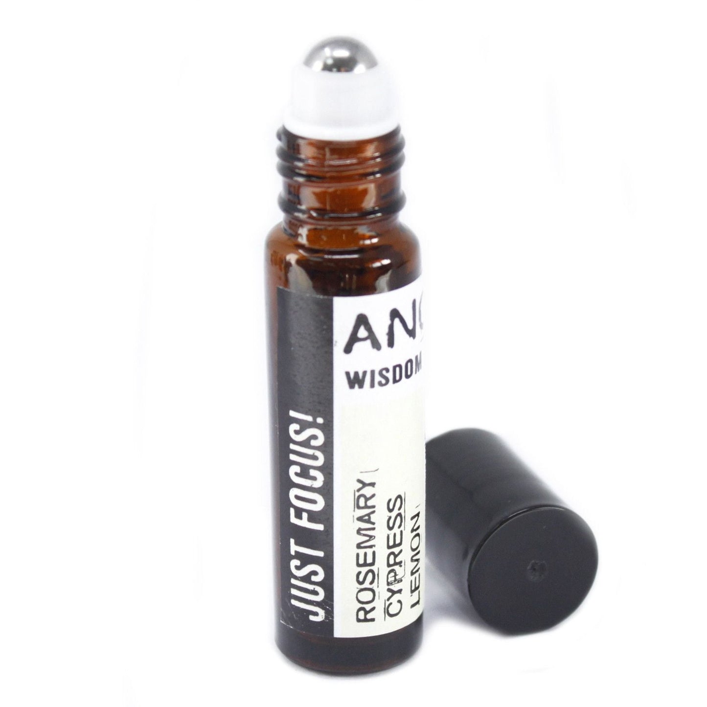 Just Focus Roll-On Essential Oil – 10ML roll-on bottle with cap, rosemary, cypress and lemon blend label