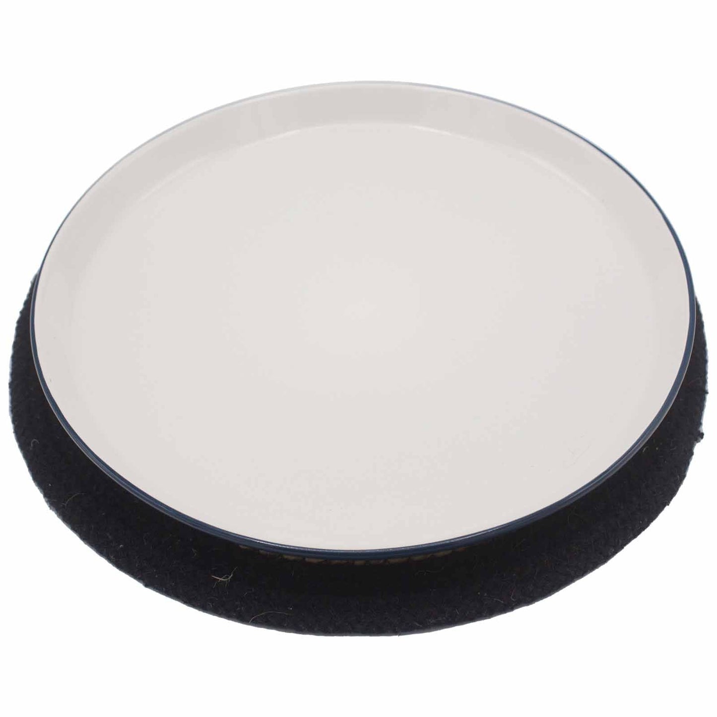 Jute & Cotton Natural Placemat – 30CM Black Border round natural placemat with black border, minimal table setting accessory