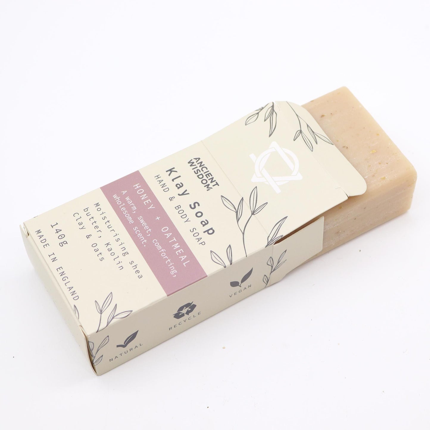 Alt Tag: Kaolin Clay Soap – Honey Oatmeal 145G jabón en barra con empaque, con miel y avena, 145 g