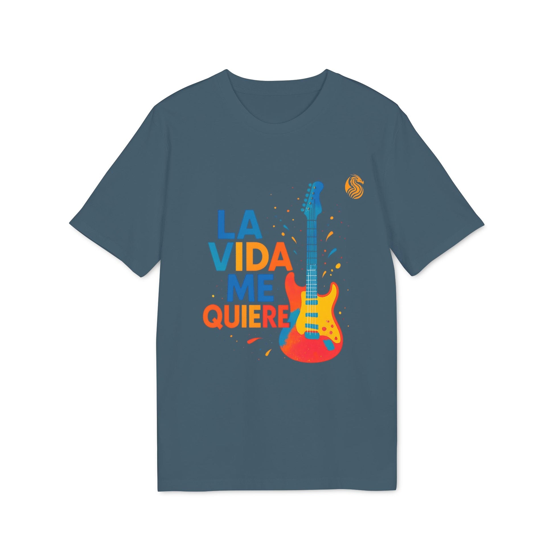 La Vida Me Quiere Guitarra Eléctrica Drix Camiseta Premium Unisex con diseño de guitarra eléctrica y texto “LA VIDA ME QUIERE”