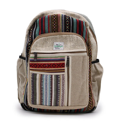 Large Hemp Backpack – Straight Zips Style handmade in Kathmandu Nepal, Himalayan hemp and cotton backpack with straight zips, 45x30x10 cm