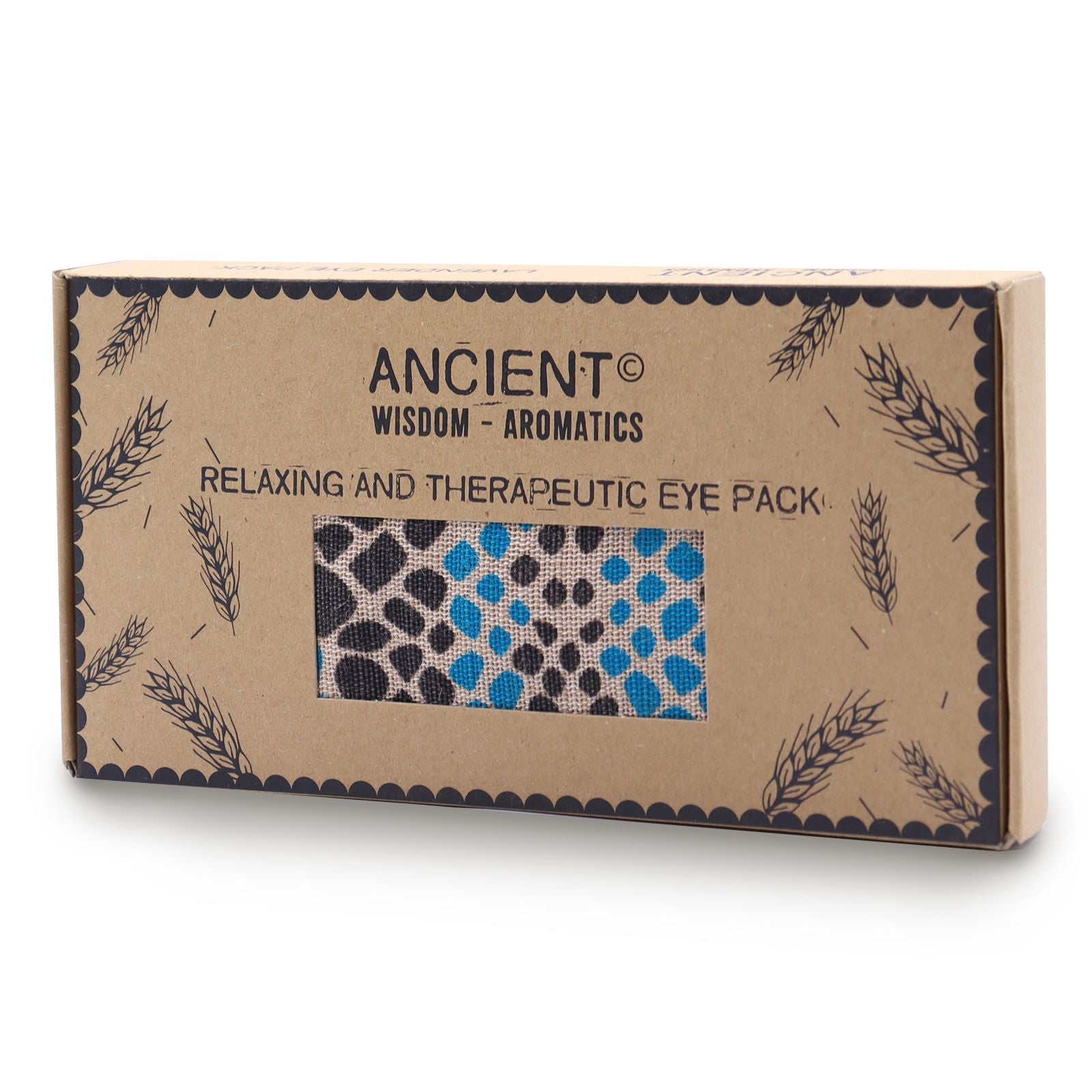 Alt Tag: Lavender Natural Cotton & Juco Eye Pillow in Gift Box – Blue Viper, patterned eye pillow with dried lavender and flaxseed filling