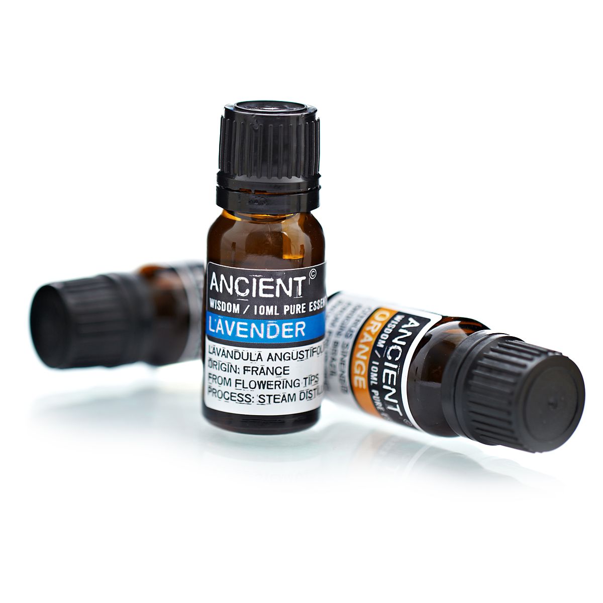 Lavender Essential Oil – 10 ML amber glass bottle with black cap, pure essential oil label, 10ml