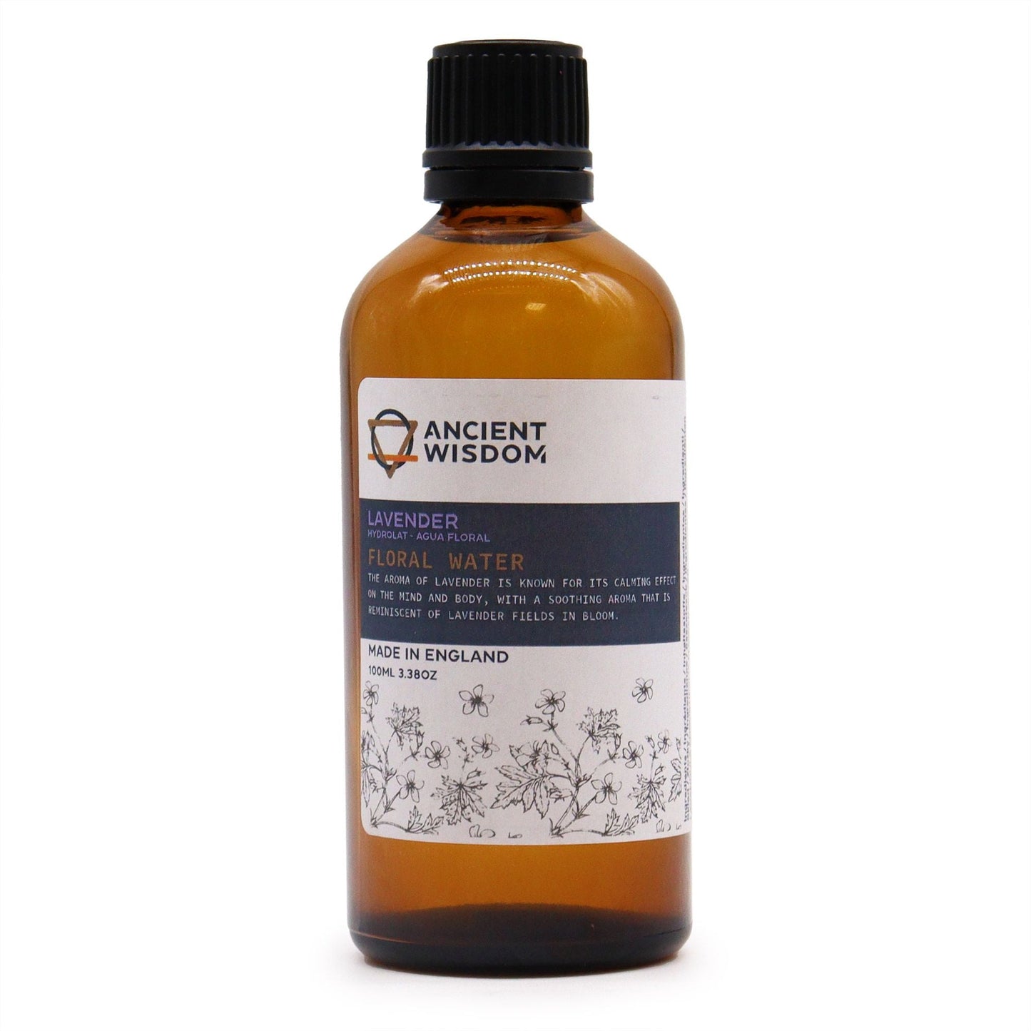 Alt Tag: Lavender Hydrolat – 100 ML Floral Elixir amber glass spray bottle lavender floral water