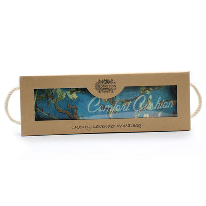 Alt Tag: Lavender Infused Wheat Bag – Blossom Gift Set in cardboard gift box, luxury lavender wheat bag with rope handles