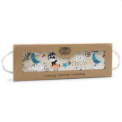 Lavender Luxury Wheat Bag – 40x12.5x4.5 CM in gift box, printed cotton wheat bag with lavender essential oil, cloud and moon design