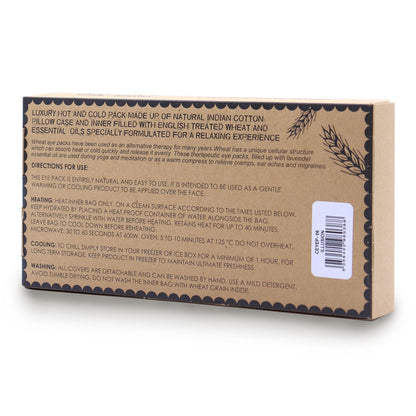 Lavender Natural Cotton & Juco Eye Pillow in Gift Box – Illusion packaging back with product details and barcode