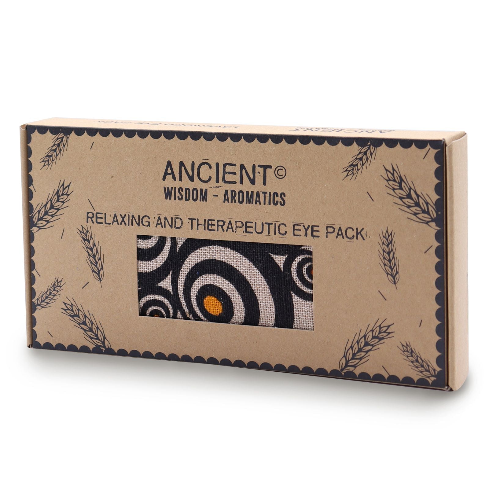 Lavender Natural Cotton & Juco Eye Pillow in Gift Box – Illusion boxed eye pillow with Illusion pattern window, Ancient Wisdom Aromatics