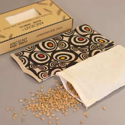 Lavender Natural Cotton & Juco Eye Pillow in Gift Box – Illusion, circular pattern eye pillow with gift box and flaxseed filling
