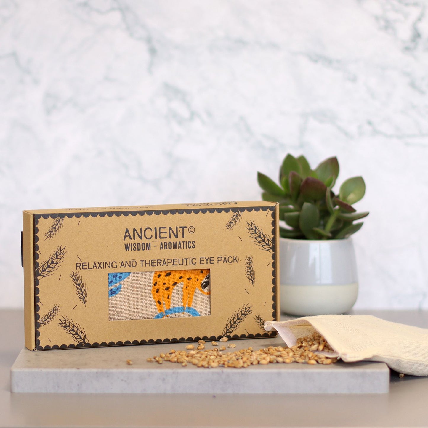 Lavender Natural Cotton & Juco Eye Pillow in Gift Box – Lazy Sloth with box packaging, natural cotton eye pillow, lavender and flaxseed filling