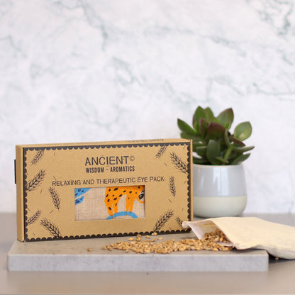 Lavender Natural Cotton & Juco Eye Pillow in Gift Box – Lazy Sloth with box packaging, natural cotton eye pillow, lavender and flaxseed filling