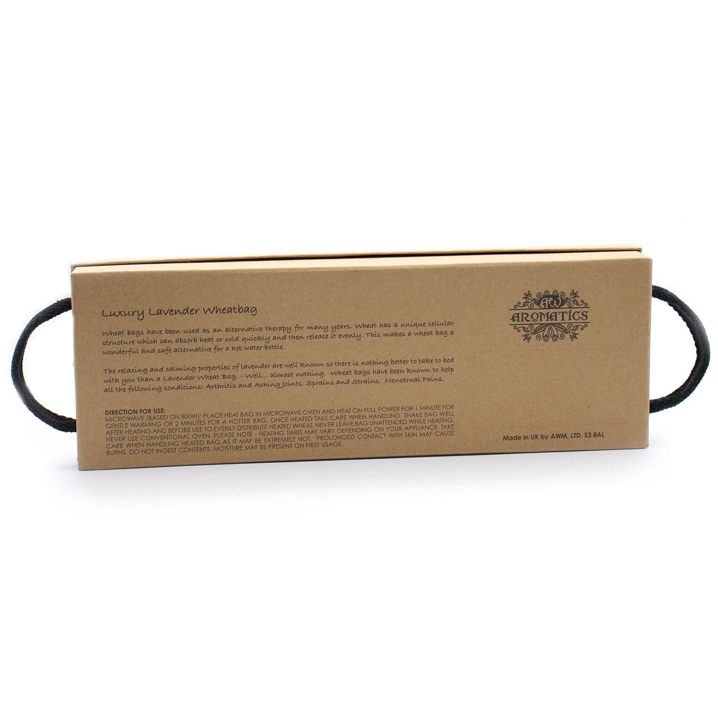 Alt Tag: Lavender Rainbow Cloud Wheat Bag – Gift Boxed in kraft gift box with rope handles, luxury lavender wheatbag packaging