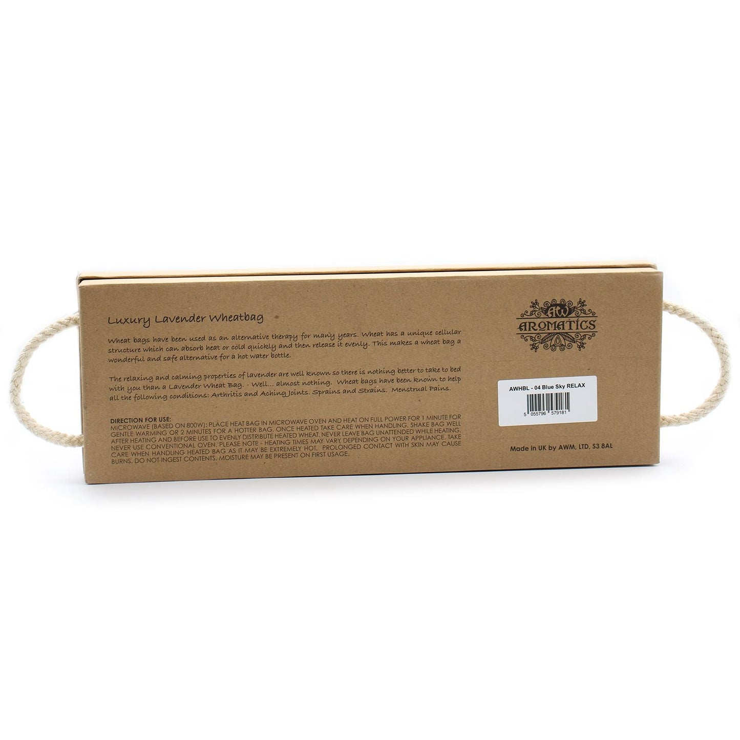 Alt Tag: Lavender Wheat Bag – Blue Sky Gift Set luxury lavender wheatbag in Blue Sky gift box, 40x12.5x4.5 cm
