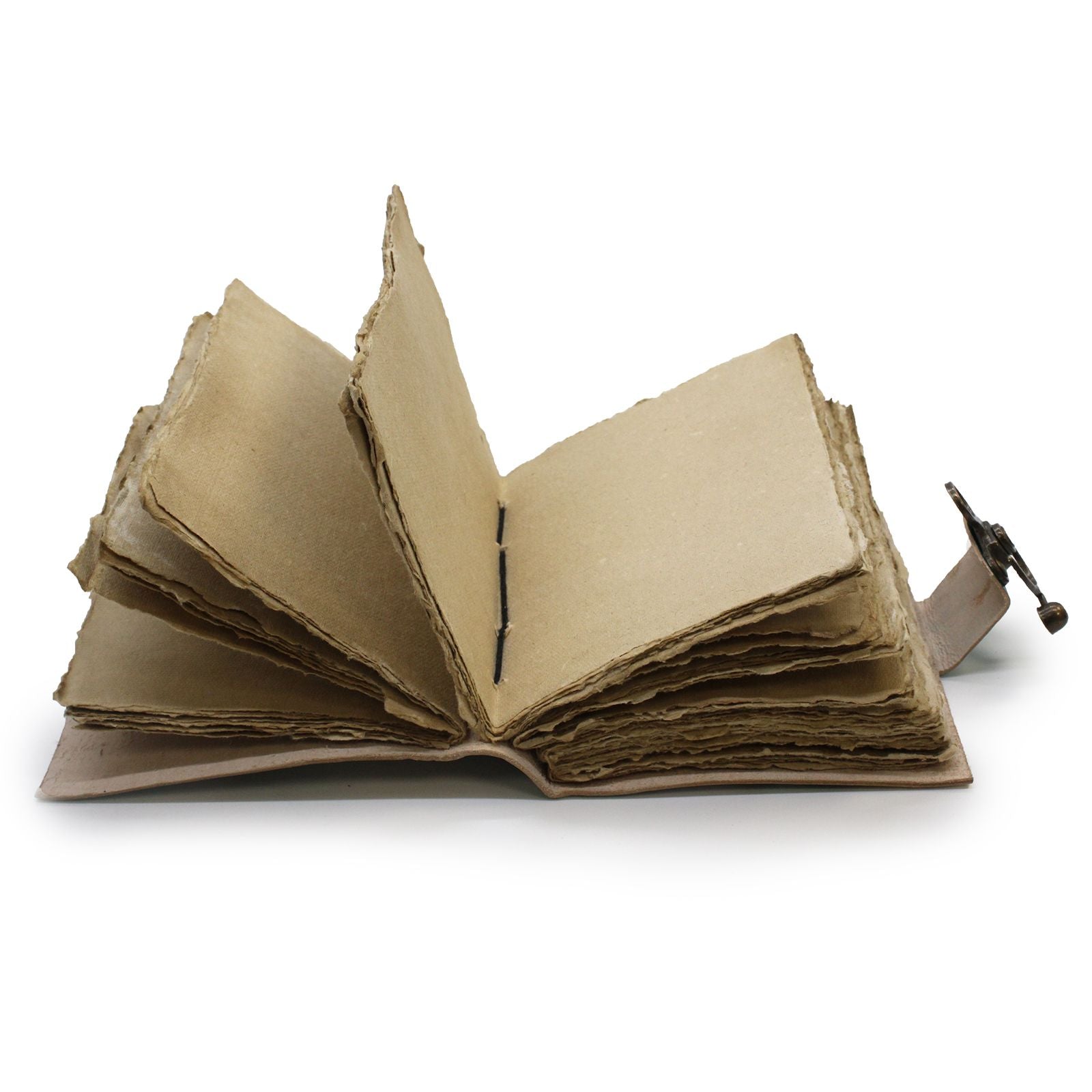 Leather Deckle-edge Notebook – 18x13 CM abierto, cuaderno de cuero artesanal con papel sin cortar de borde irregular y páginas en blanco