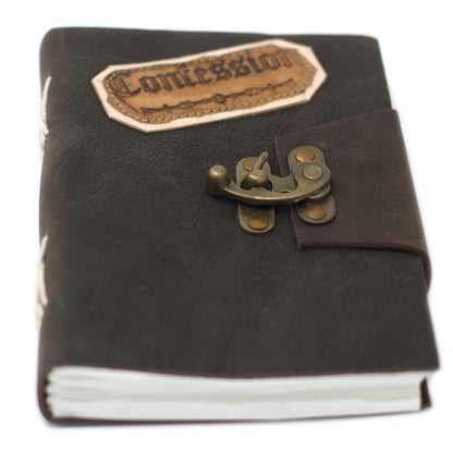 Leather Lock Notebook – 18x13 CM black leather journal with metal clasp lock and 200-page notebook design, crafted in India