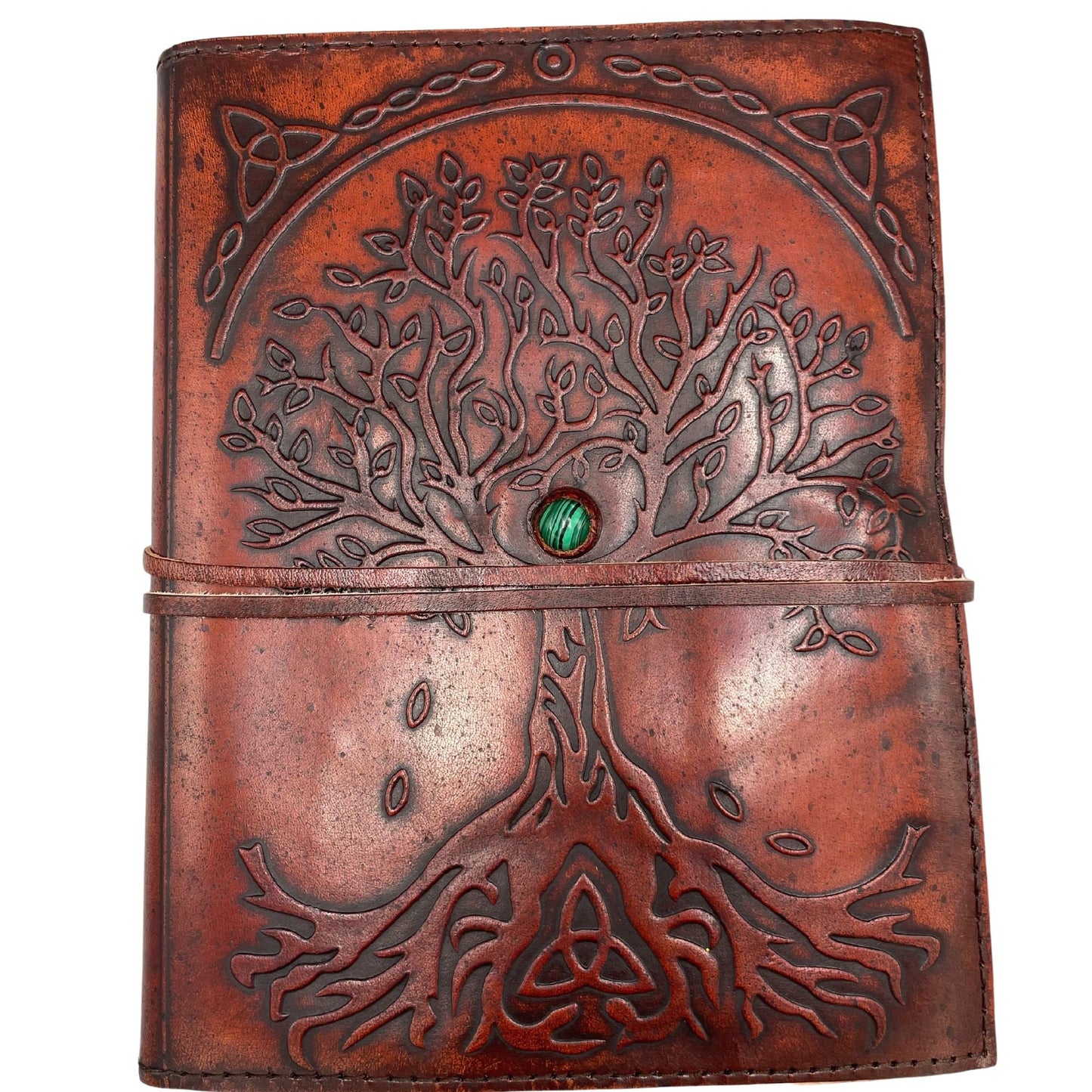 Leather Tree of Life Journal – 20x16x2 CM, cuaderno de cuero con relieve Árbol de la Vida y cierre con cordón