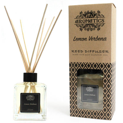 Ätherischer Öl-Raumduft-Diffusor mit Duftstäbchen „Lemon Verbena“ – 200ML in einer Glasflasche mit Diffusorstäbchen und Aromatics „Lemon Verbena“-Box