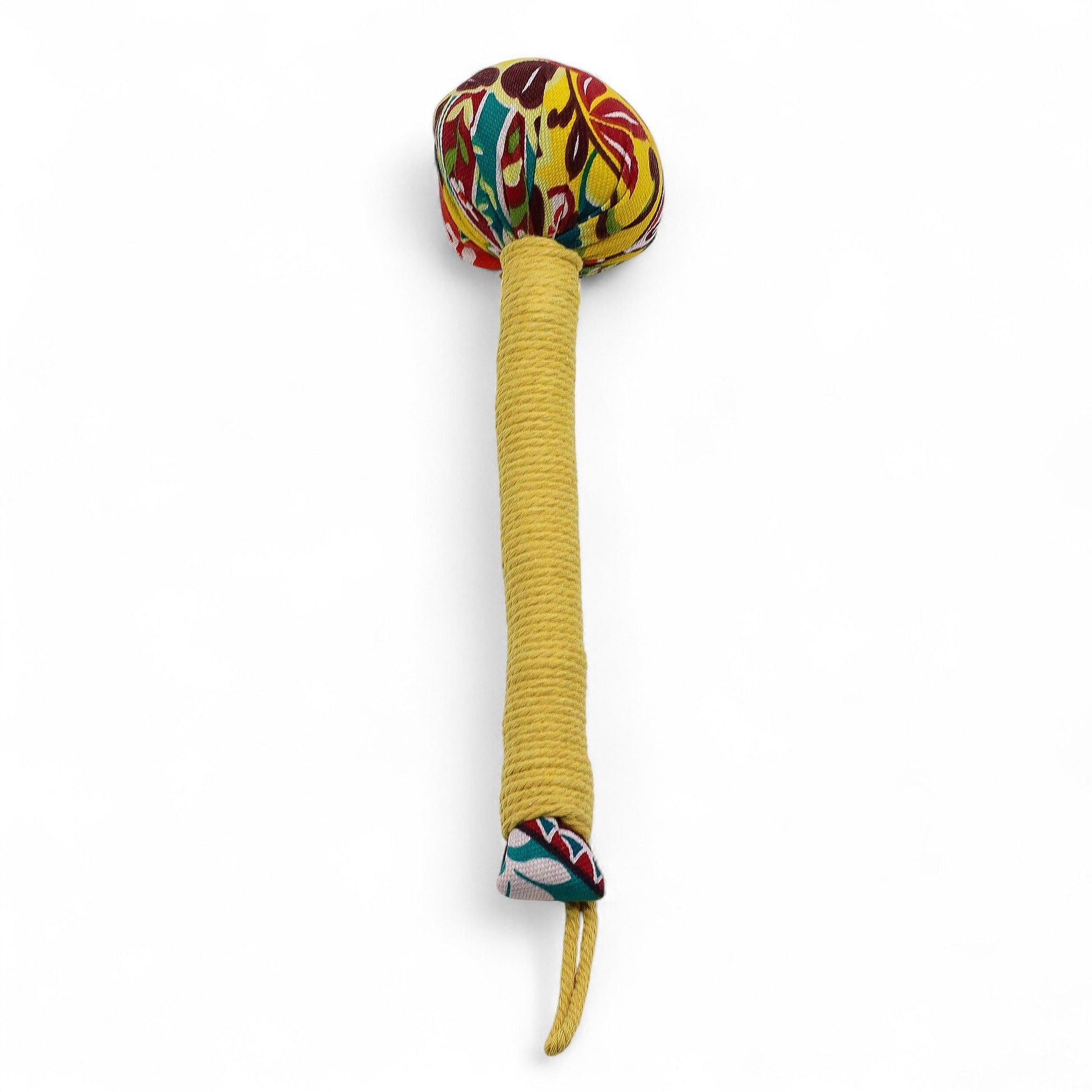 Lemon Wormwood Massage Hammer – Wooden Tool with colorful fabric head and wrapped handle, handheld rhythmic tapping massage tool