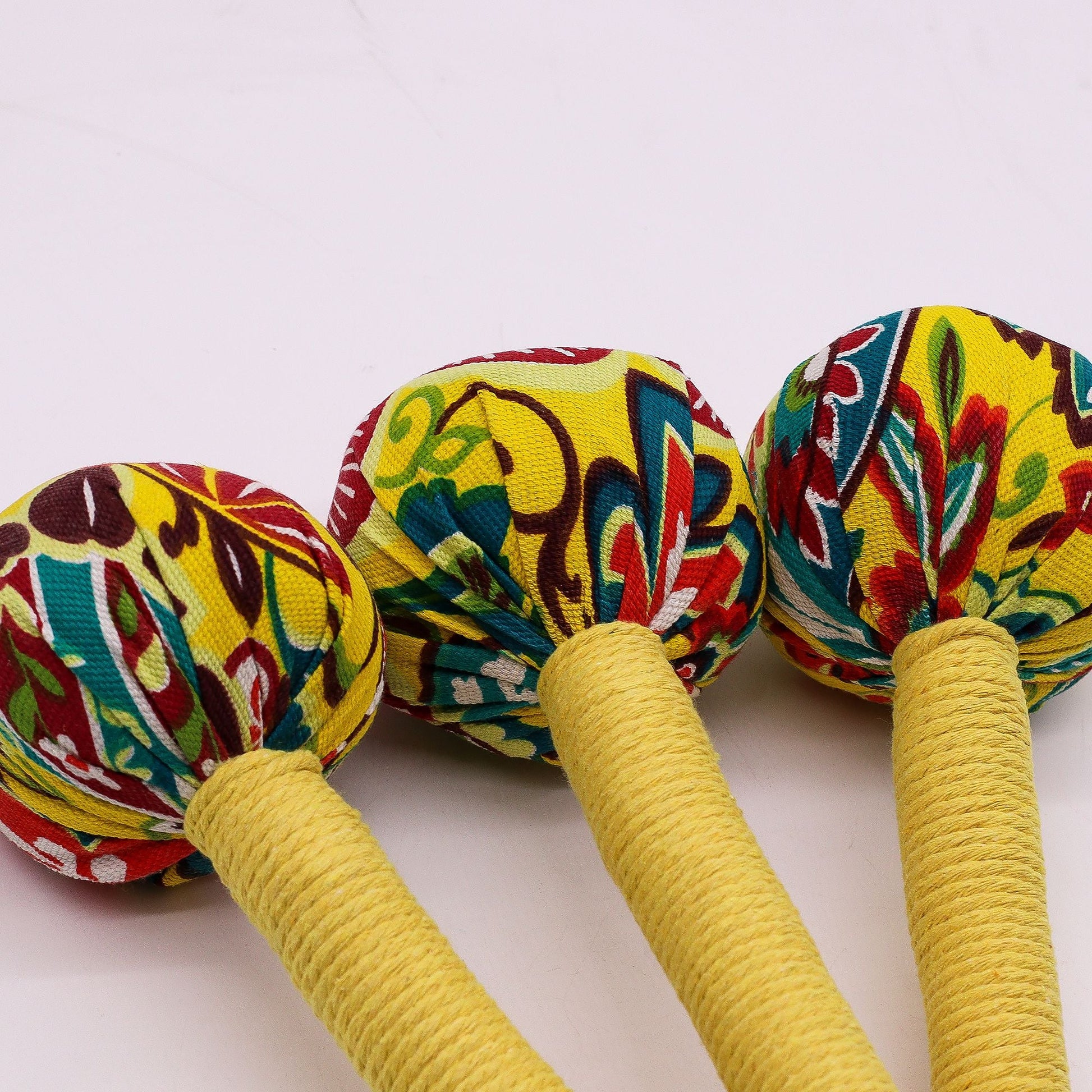 Lemon Wormwood Massage Hammer – Wooden Tool with colorful fabric head and wrapped handle, traditional handheld tapping massage tool