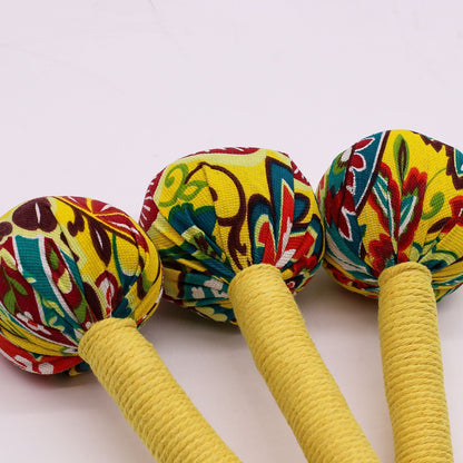 Lemon Wormwood Massage Hammer – Wooden Tool with colorful fabric head and wrapped handle, traditional handheld tapping massage tool