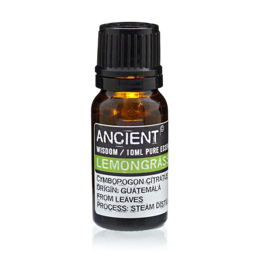 Alt Tag: Lemongrass Essential Oil – 10 ML amber glass bottle with black cap, lemongrass essential oil label on white background