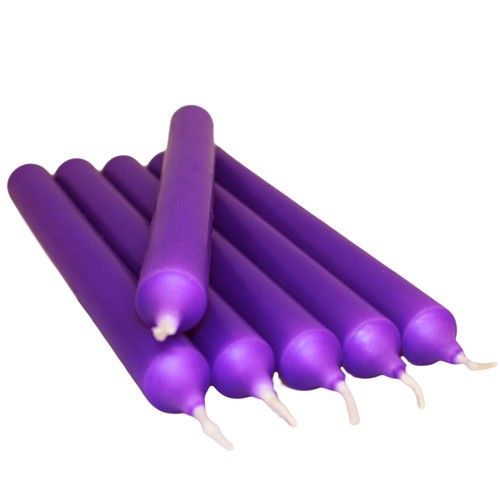 Alt Tag: Lilac Taper Dinner Candles – 100 Pack lilac purple taper dinner candles set for weddings, events, restaurants