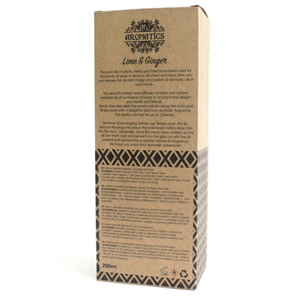 Ätherischer Öl-Diffusor Lime & Ginger – 200ML Reed-Diffuser-Boxverpackung, Aromatics-Etikett, 200 ml, Duft nach Limette und Ingwer
