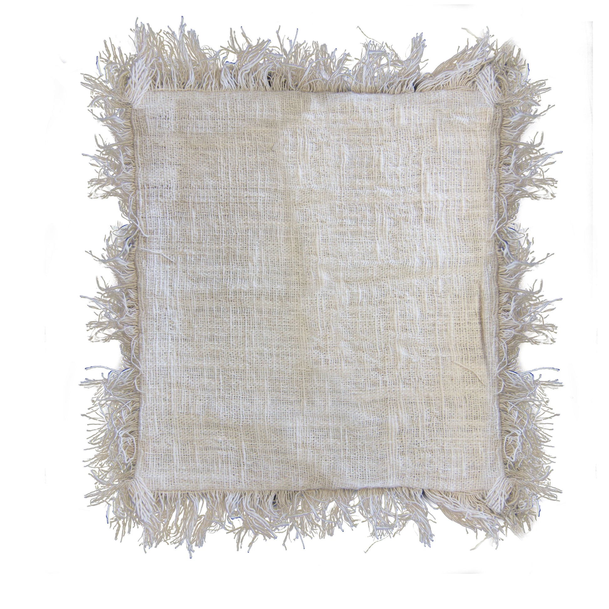 Alt Tag: Linen Cushion – Fringe Polos 60x60 CM beige square linen-cotton cushion cover with fringe trim, 60x60 cm