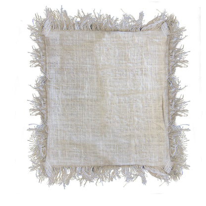 Alt Tag: Linen Cushion – Fringe Polos 60x60 CM beige square linen-cotton cushion cover with fringe trim, 60x60 cm
