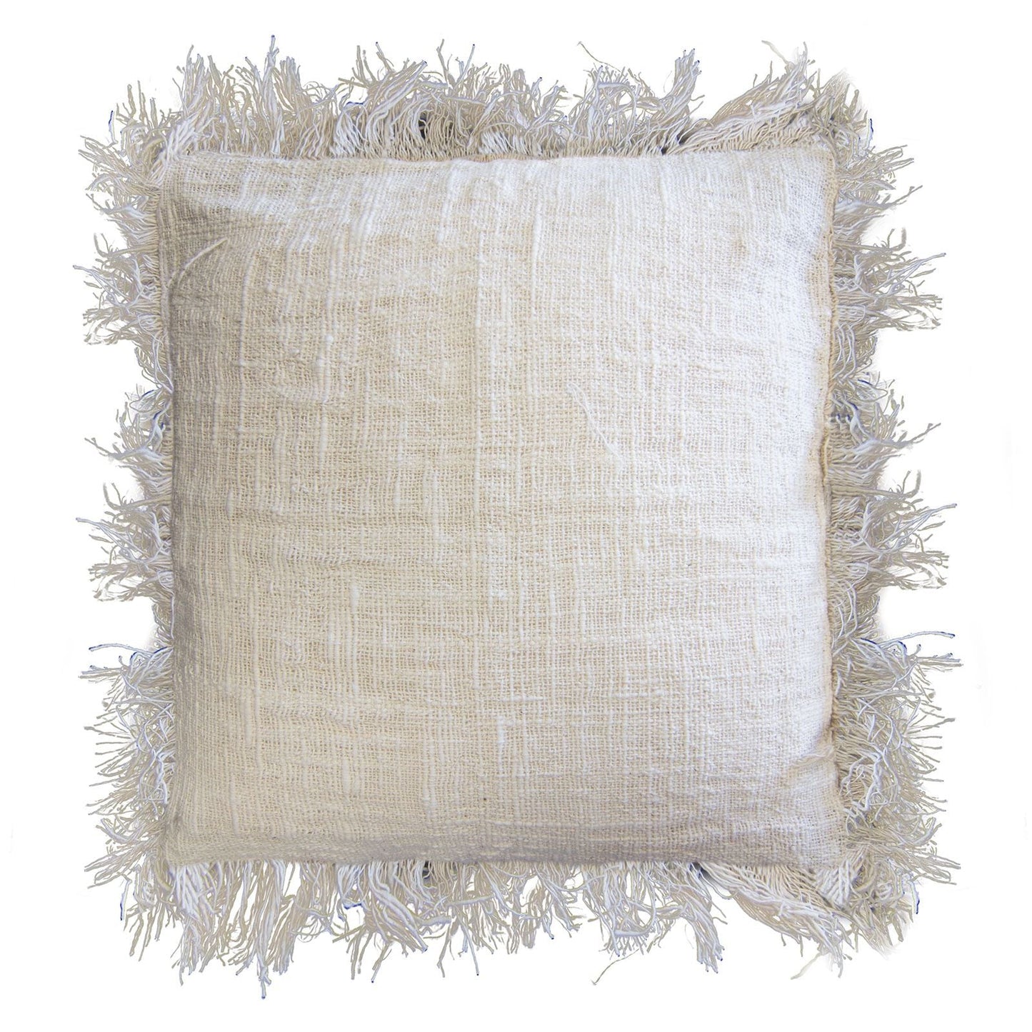 Alt Tag: Linen Cushion – Fringe Polos 60x60 CM beige linen cushion cover with fringe trim, square decorative pillow for sofa or bed