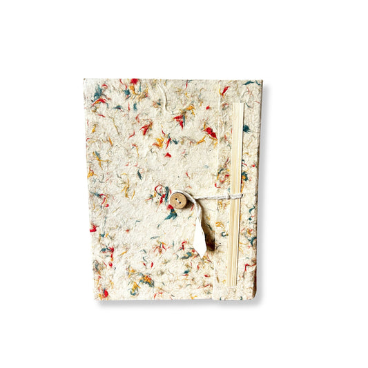 Lokta Mixed Colour Cotton Notebook – Large 15x12 CM handmade lokta paper notebook with multicolor fibers, button and tie closure