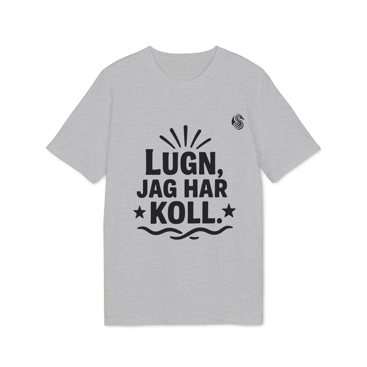 Lugn Jag Har Koll Teenager Drix 100% Organic Cotton T-Shirt grey teen fit tee with black LUGN, JAG HAR KOLL graphic print