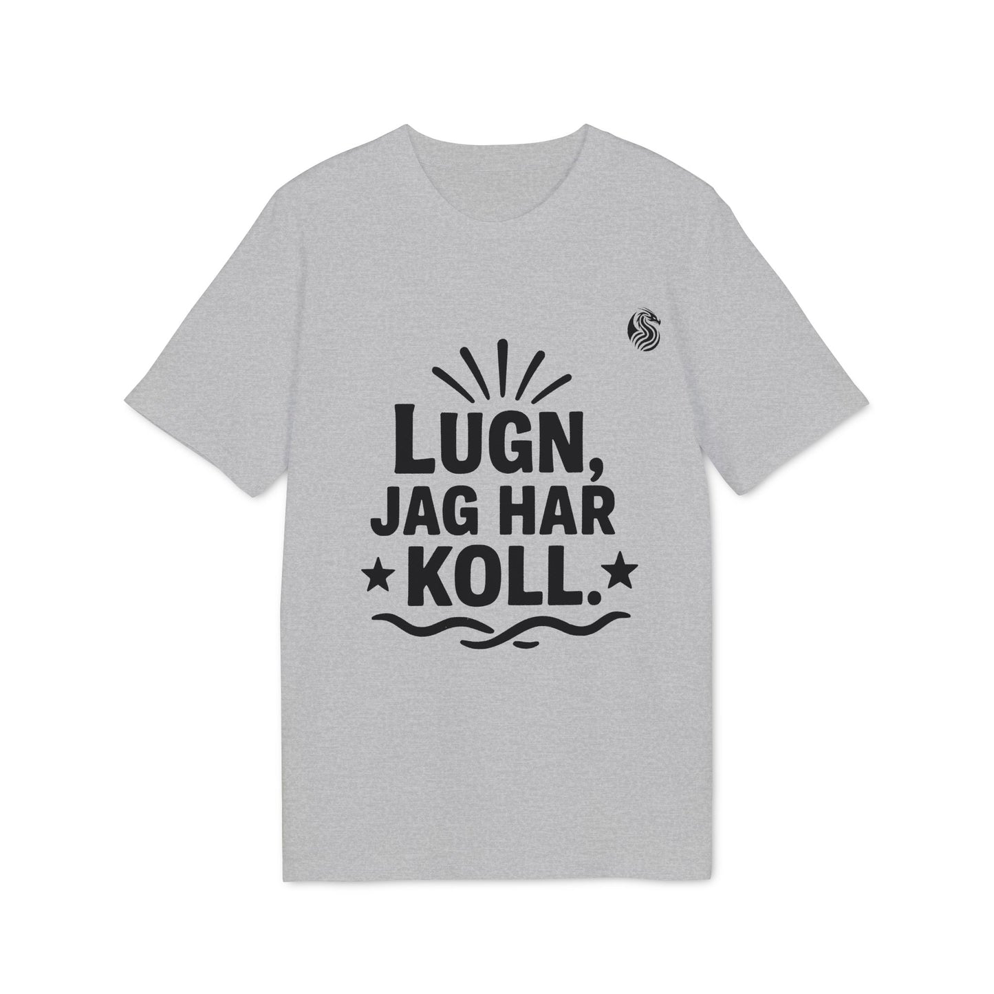 Lugn Jag Har Koll Teenager Drix 100% Organic Cotton T-Shirt grey teen fit tee with black LUGN, JAG HAR KOLL graphic print