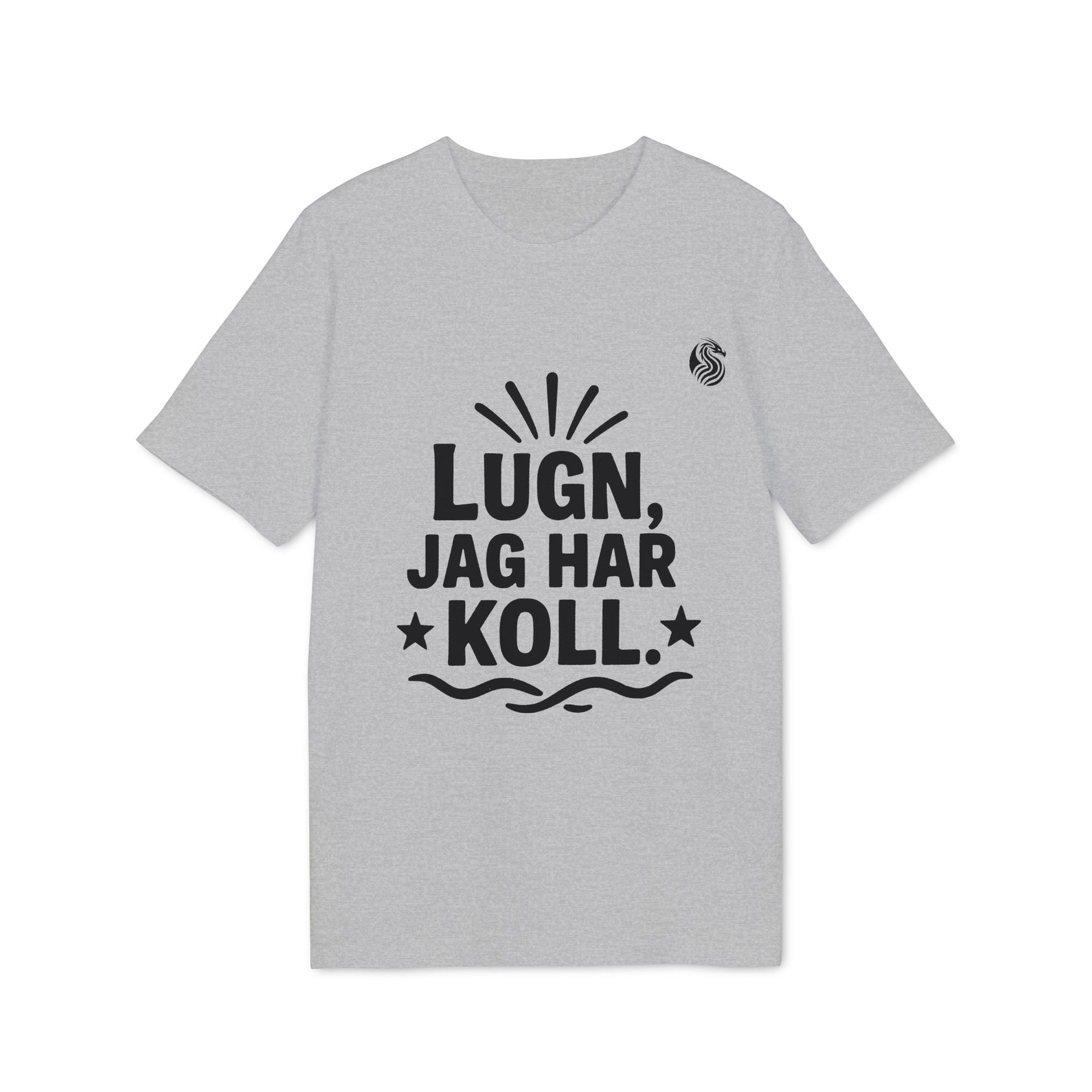 Lugn Jag Har Koll Teenager Drix 100% Organic Cotton T-Shirt grey teen fit tee with black LUGN, JAG HAR KOLL graphic print