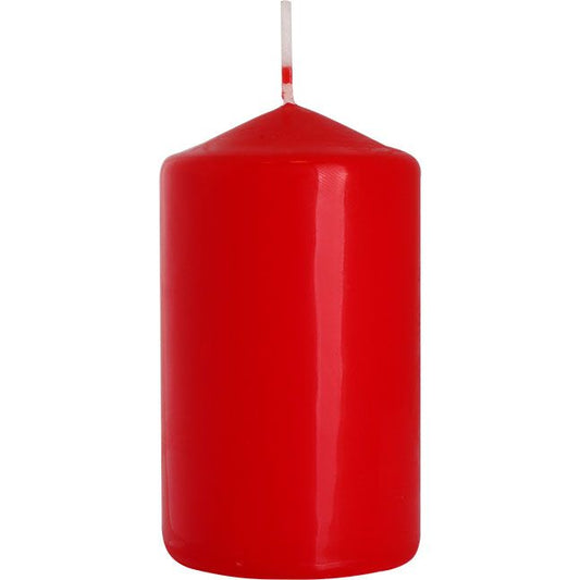 Alt Tag: Luxurious Parafin Pillar Candle – 60x100MM Red, red parafin wax pillar candle with wick, 60x100mm size