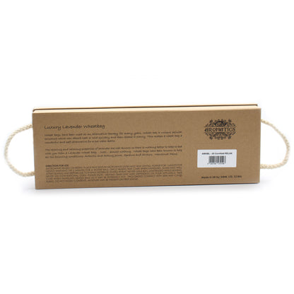 Alt Tag: Luxury Lavender Wheat Bag – Cornfield RELAX wheat bag in gift box with rope handles, lavender essential oil and wheat filling