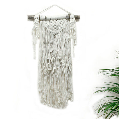 Alt Tag: Macramé Wall Hanging – Natural Abundance natural cotton macrame wall decor with intricate knotwork, layered fringe, neutral tones
