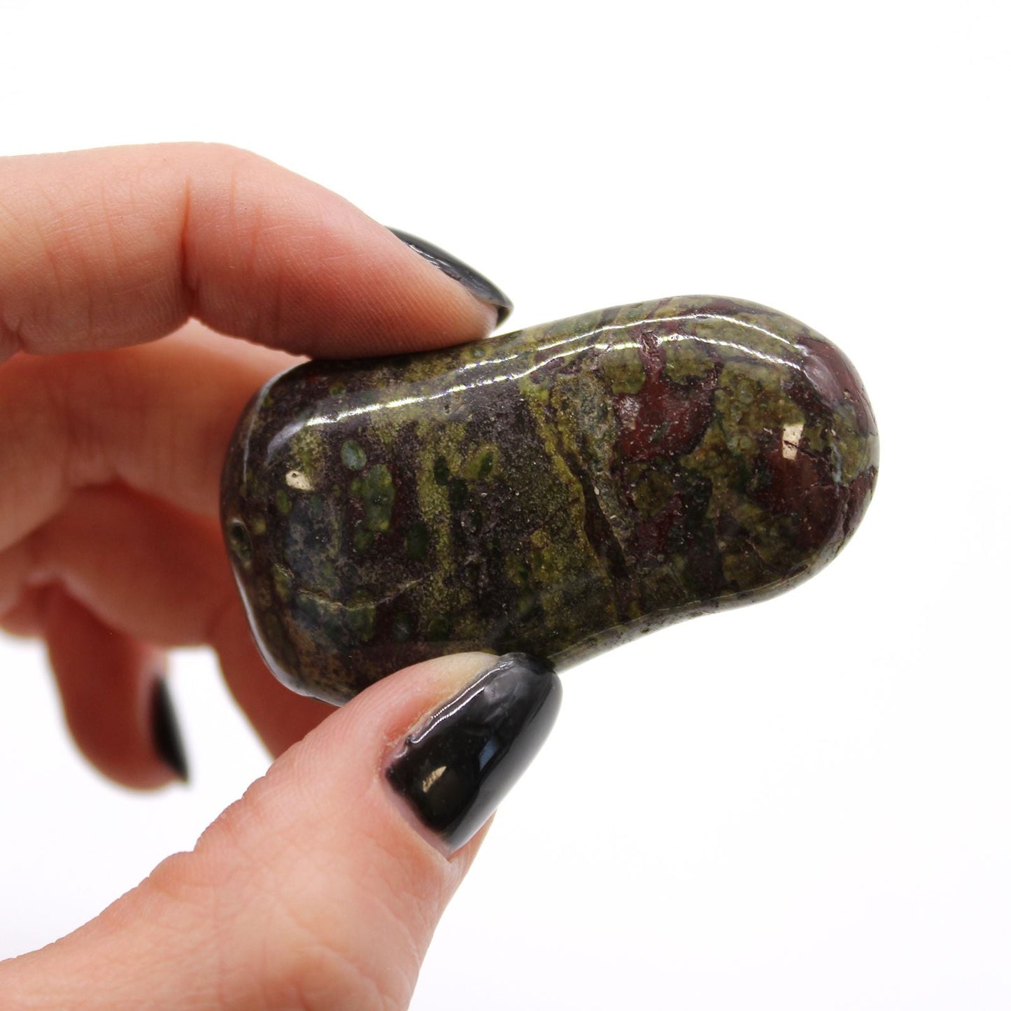Majestic Gemstone Tumble Stones – 6-Piece Collection, piedra dragón grande pulida en mano, tonos verdes y rojos
