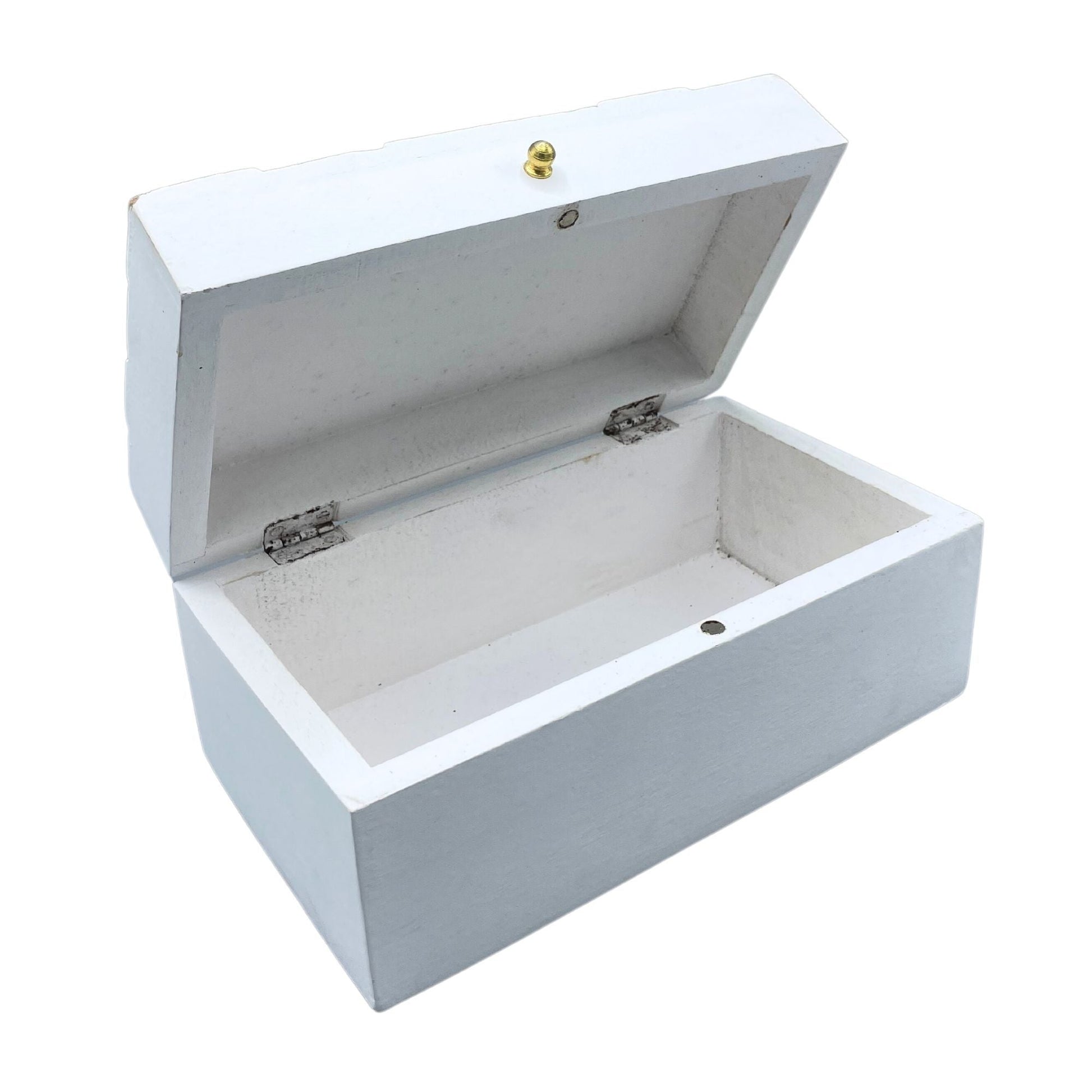 Alt-Tag: Dekorative Box aus Mangoholz – White Diamonds 22x12x10 CM offene Aufbewahrungsbox aus weißem Mangoholz mit Klappdeckel