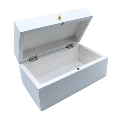 Alt-Tag: Dekorative Box aus Mangoholz – White Diamonds 22x12x10 CM offene Aufbewahrungsbox aus weißem Mangoholz mit Klappdeckel