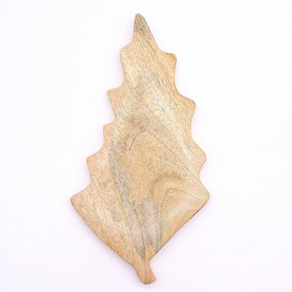 Alt Tag: Emaljerad lövskål i mangoträ – 33x17 CM, lövformad skål i mangoträ med naturlig ådring, handgjord i Indien