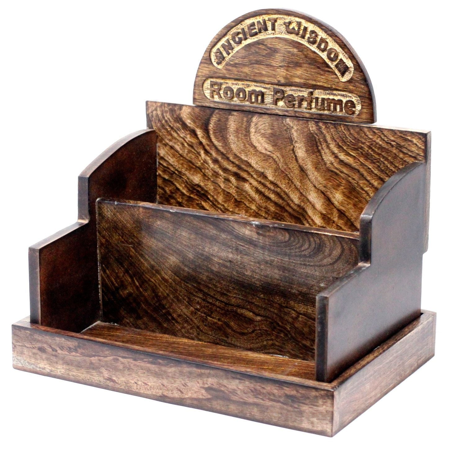 Mango Wood Room Perfume Display Stand – 32x22.5x31 CM wooden retail counter display organizer with tiered compartments