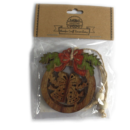 Alt Tag: MDF Christmas Decorations – Snowflake & Snowman Set packaged MDF holiday ornament with vintage double-sided design, 7x7 cm