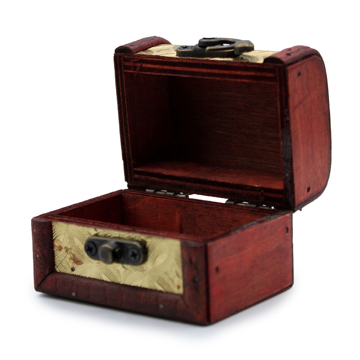 MDF Mini Vintage Boxes – Gold Charm 8x5.5x6 CM open mini vintage MDF box with brass fittings and leather handle