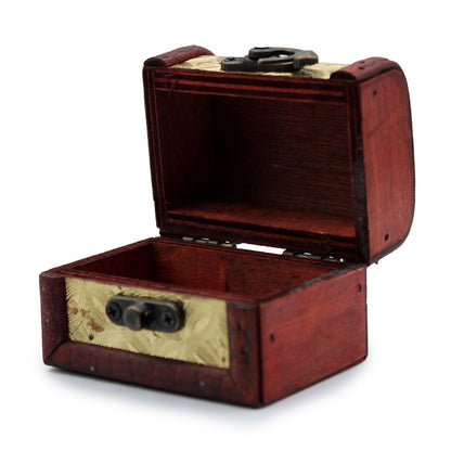 MDF Mini Vintage Boxes – Gold Charm 8x5.5x6 CM open mini vintage MDF box with brass fittings and leather handle
