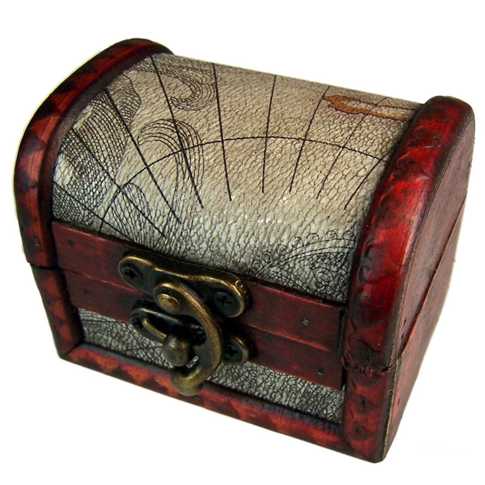 Alt Tag: MDF Vintage Style Boxes – Medium Atlas Design vintage MDF storage chest with atlas print and metal clasp