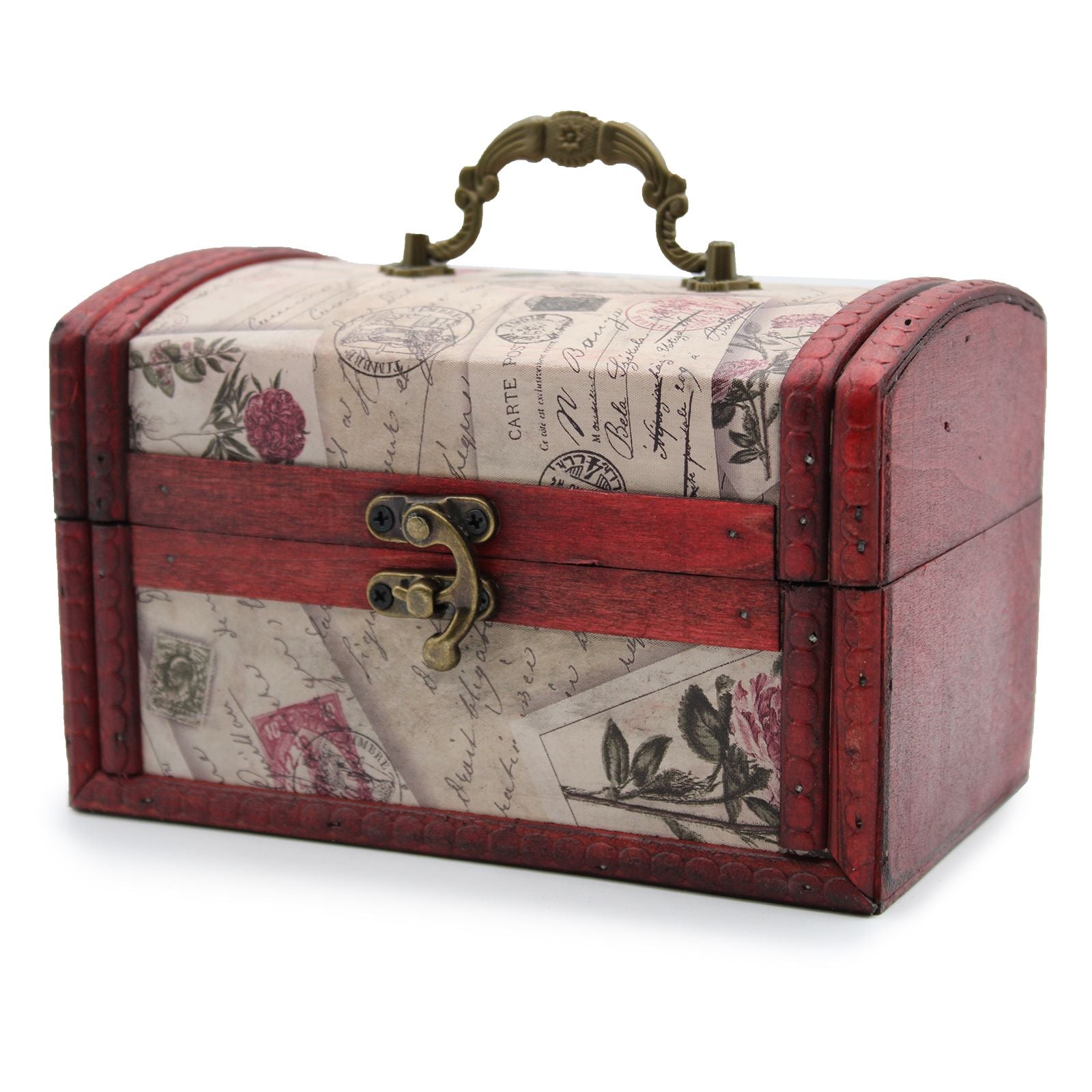 MDF-Boxen im Vintage-Stil – Rose Design 2er-Set: Vintage-Aufbewahrungsboxen aus MDF mit Rosenmuster, Griff und Verschlussriegel