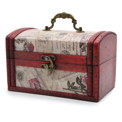 MDF-Boxen im Vintage-Stil – Rose Design 2er-Set: Vintage-Aufbewahrungsboxen aus MDF mit Rosenmuster, Griff und Verschlussriegel